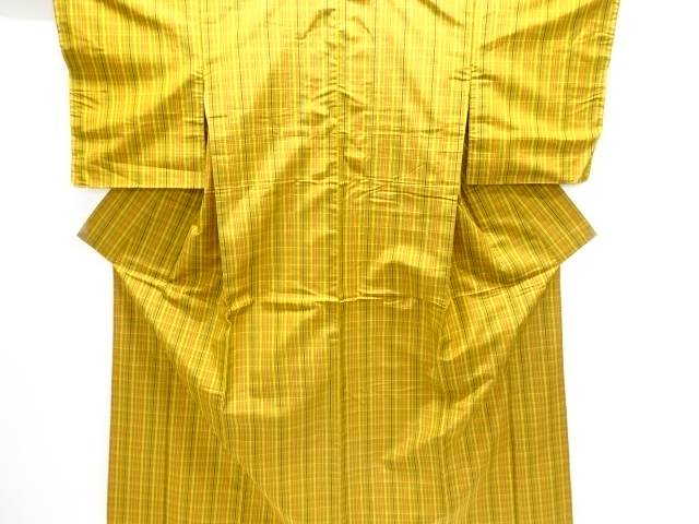 格子織り出し米沢紬着物アンサンブル【中古】【着】【紬・お召し】