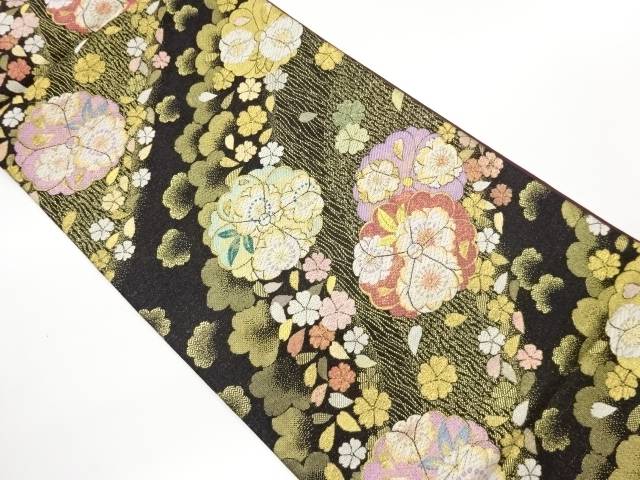 桜模様織出し袋帯【中古】【着】【袋帯】