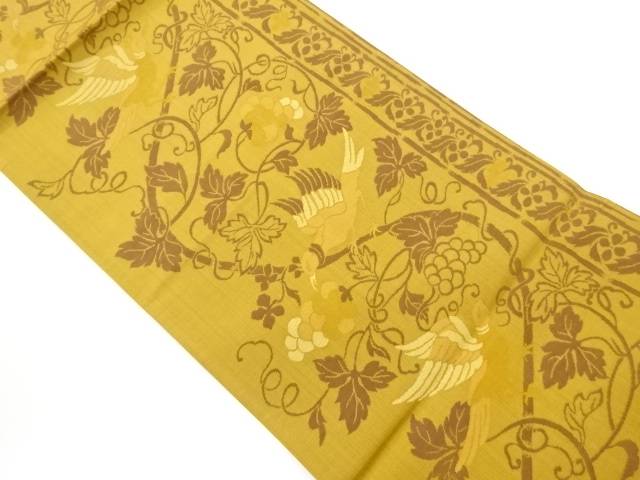 葡萄唐草に鳥模様織出し全通袋帯【中古】【着】【袋帯】