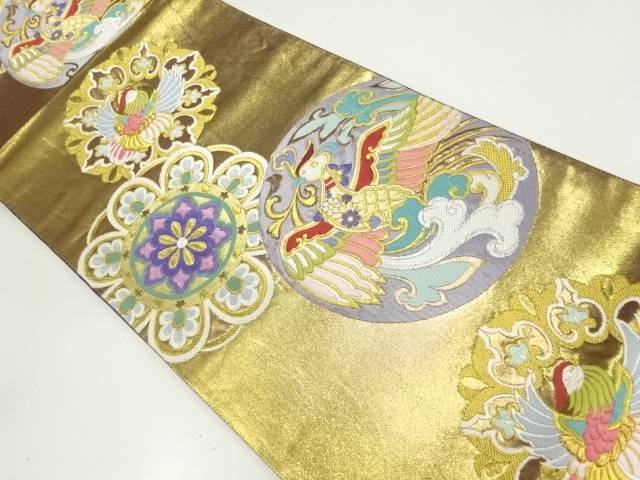 鳳凰模様織出し袋帯【中古】【着】【袋帯】