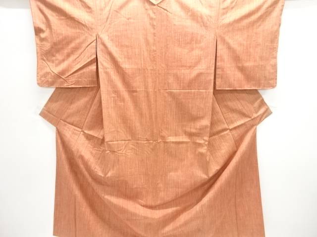 未使用品　縞織り出し手織り紬着物【着】【紬・お召し】