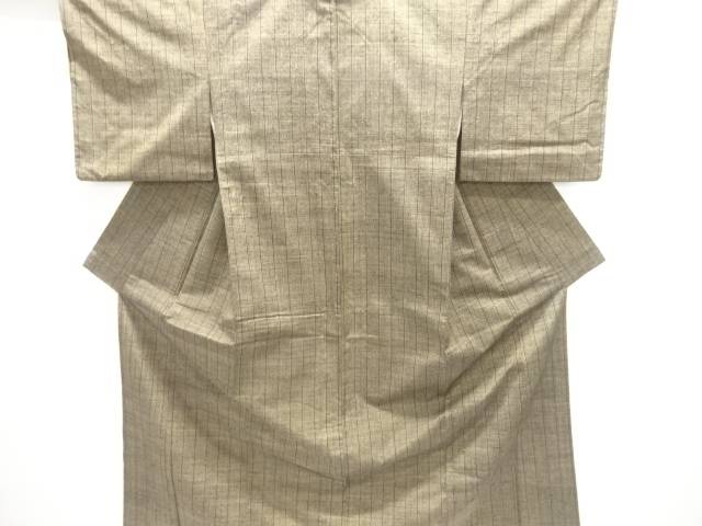 縞織り出し手織り紬着物【中古】【着】【紬・お召し】