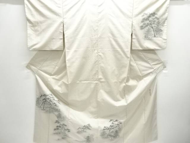 作家物　家屋風景模様本場白大島紬訪問着(5マルキ)【中古】【着】【紬・お召し】｜Kimono-Shinei　２号店