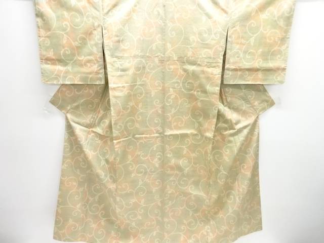 唐草模様織り出し西陣お召着物【中古】【着】【紬・お召し】
