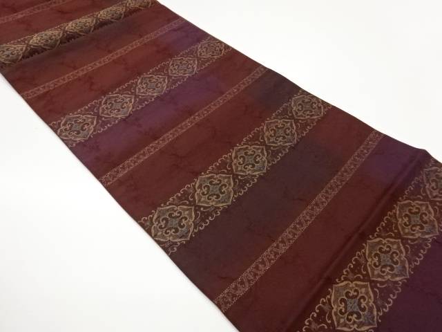 横段に華紋模様織出し袋帯【中古】【着】【袋帯】