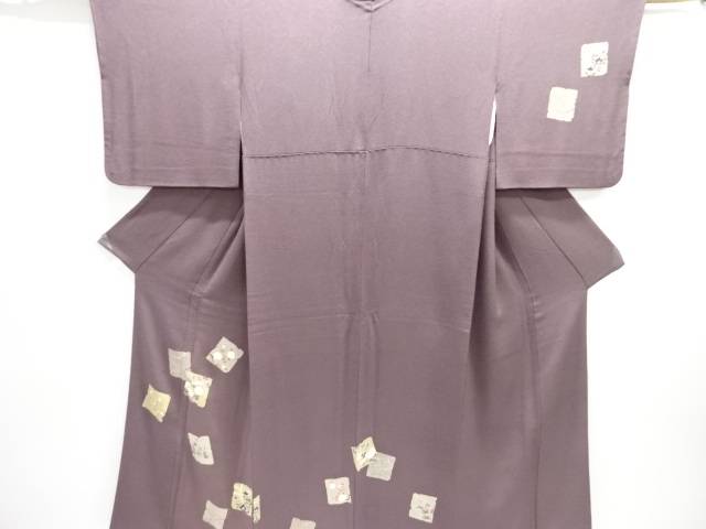 破れ色紙に花模様刺繍訪問着【中古】【着】【訪問着・付下げ】