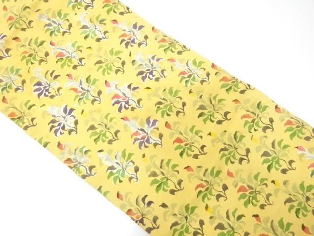手織り節紬　草花模様　名古屋帯【中古】【着】【名古屋帯】