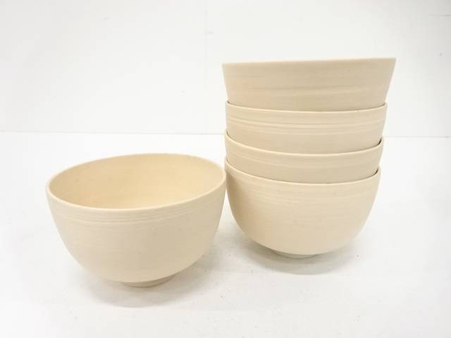 真葛焼　素地　茶碗　5客揃【中古】【道】