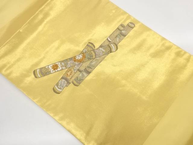 横笛に花葉模様刺繍名古屋帯【中古】【着】【名古屋帯】|Kimono-Shinei 2号店