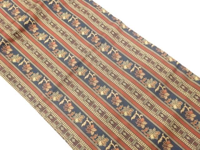 縞に幾何学・抽象・枝葉模様織出し名古屋帯【中古】【着】【名古屋帯】｜Kimono-Shinei　２号店