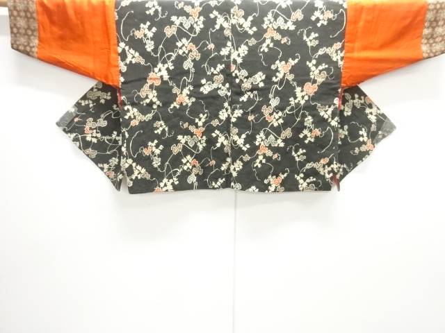 江戸縮緬　蔦の葉模様半襦袢【アンティーク】【中古】【着】【縮緬・錦紗】