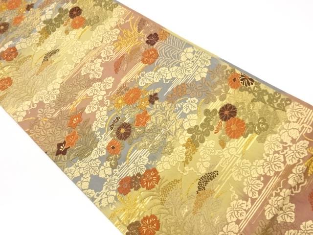 唐織霞に秋草模様織出し袋帯【中古】【着】【袋帯】｜Kimono-Shinei　２号店