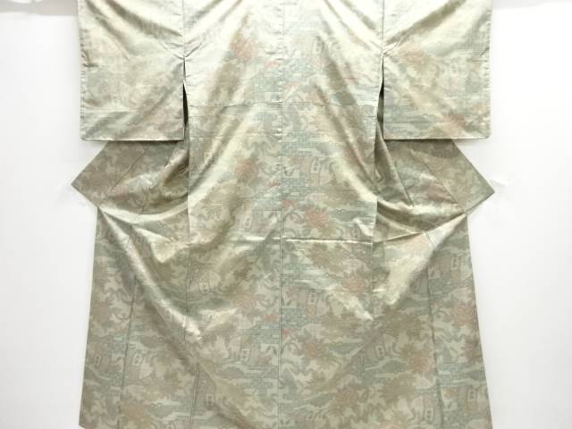 牡丹模様織出し本場大島紬着物【中古】【着】【紬・お召し】
