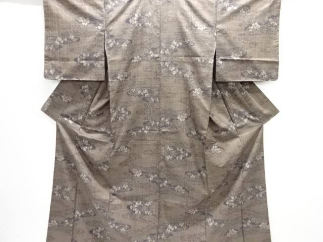 花模様織り出し本場泥大島紬着物(5マルキ)【中古】【着】【紬・お召し】