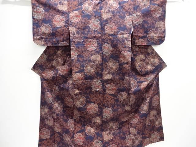 未使用品　松竹梅模様織り出し手織り紬着物【着】【紬・お召し】