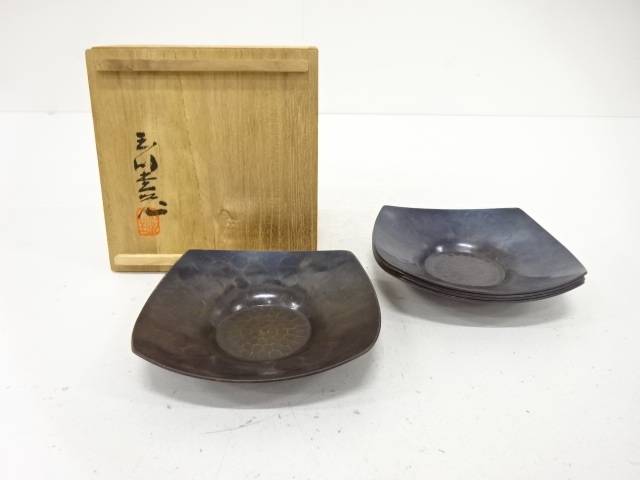 玉川堂製　堂器　茶托　5客揃【中古】【道】｜Kimono-Shinei　２号店