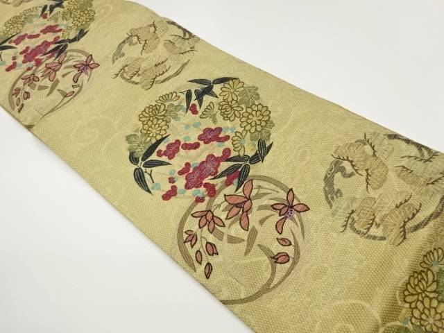 花丸文模様織出し袋帯【中古】【着】【袋帯】