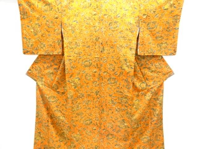 唐花模様手織り紬着物【中古】【着】【紬・お召し】｜Kimono-Shinei　２号店