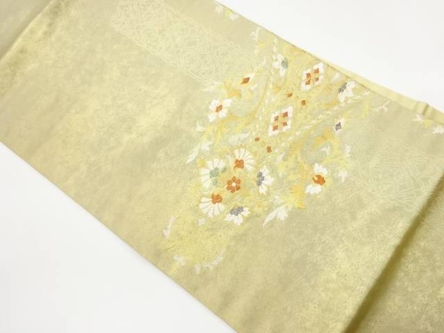 引箔花葉模様織出し名古屋帯【中古】【着】【名古屋帯】｜Kimono-Shinei　２号店 9,324円