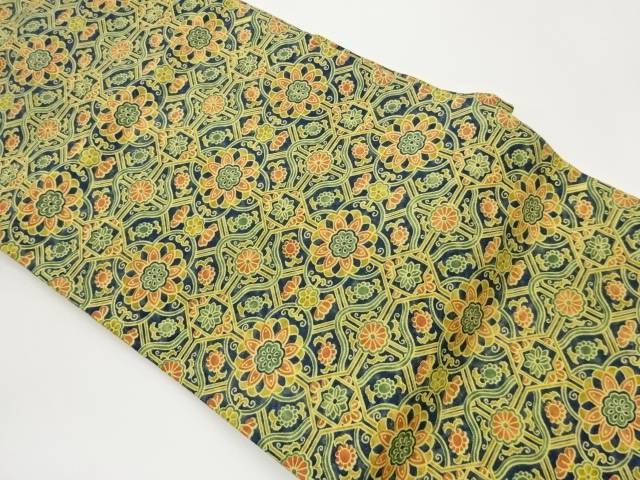 花葉・幾何学模様名古屋帯【中古】【着】【名古屋帯】