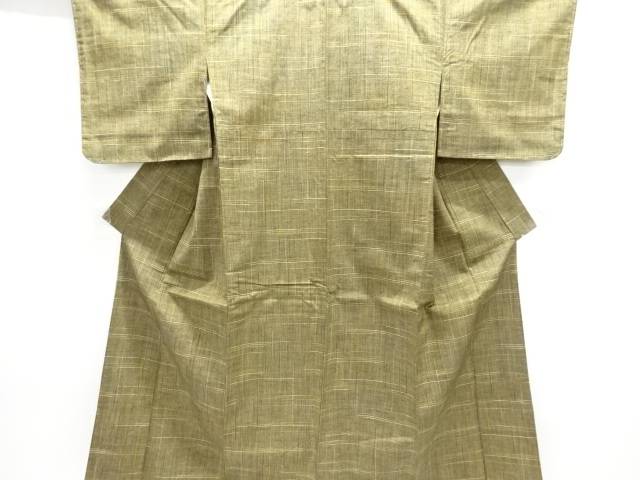 乱れ格子織り出し手織り紬着物【中古】【着】【紬・お召し】