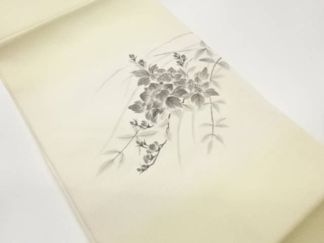 手描き花葉模様暈し名古屋帯【中古】【着】【名古屋帯】