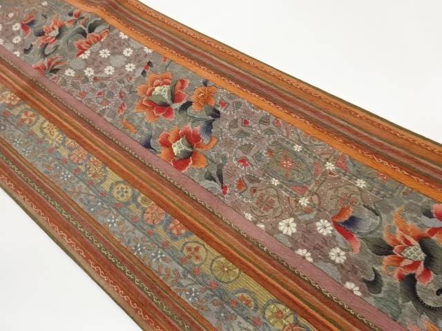 ふくれ織縞に丸文・花唐草模様全通洒落袋帯【中古】【着】【袋帯】 11,248円