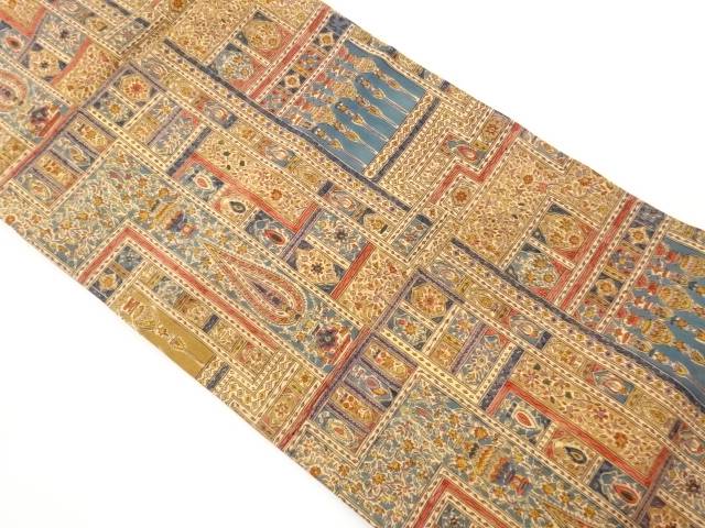 抽象花葉・幾何学模様名古屋帯【中古】【着】【名古屋帯】