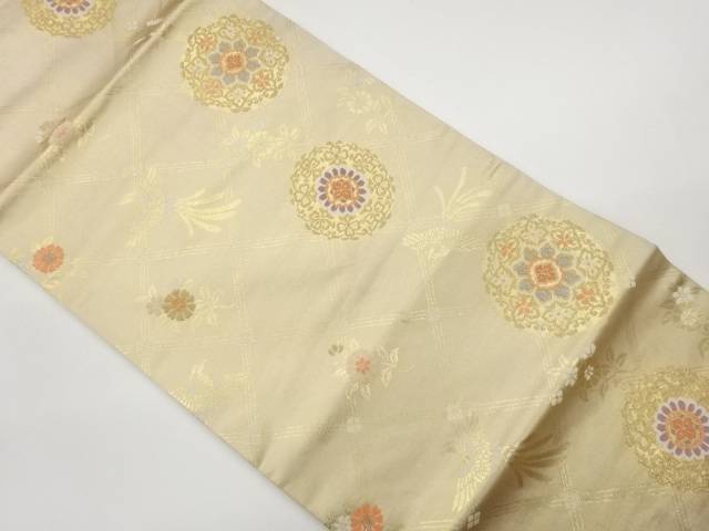 華紋・菱に鳳凰模様織出し名古屋帯【中古】【着】【名古屋帯】