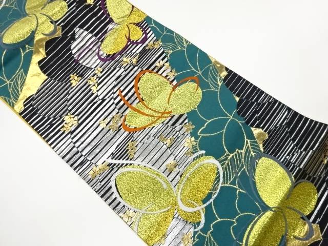 花々に蝶模様織出し袋帯【中古】【着】【袋帯】｜Kimono-Shinei　２号店