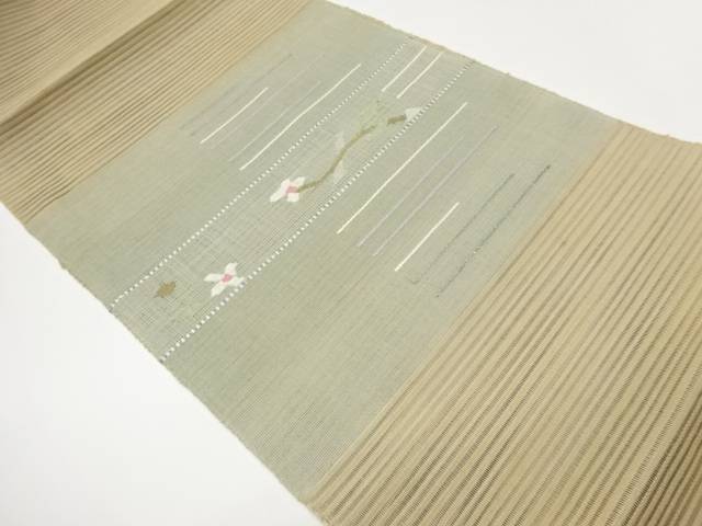 絽横段に花模様織出し名古屋帯【中古】【着】【名古屋帯】 9,828円