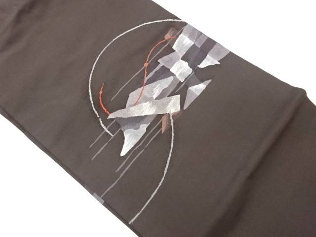 抽象模様織出し名古屋帯【中古】【着】【名古屋帯】