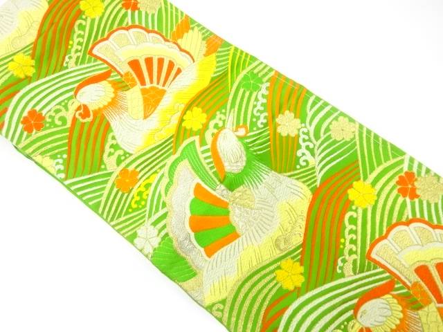 流水に鴛鴦模様織り出し　袋帯【中古】【着】【袋帯】