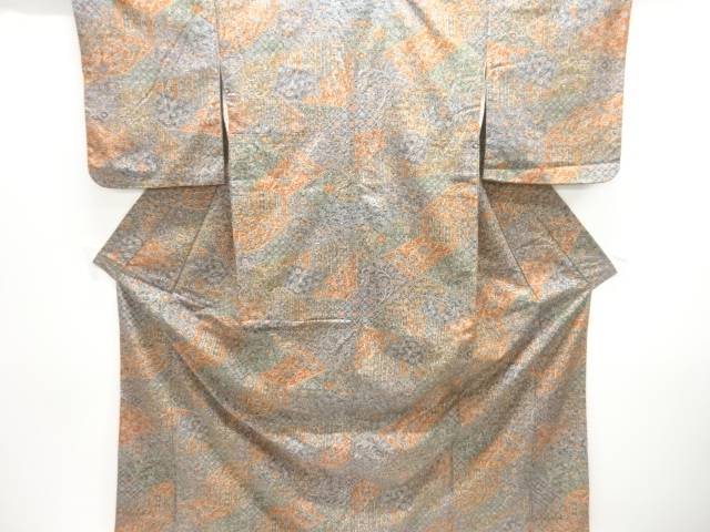 花鳥更紗模様手織り紬着物【中古】【着】【紬・お召し】