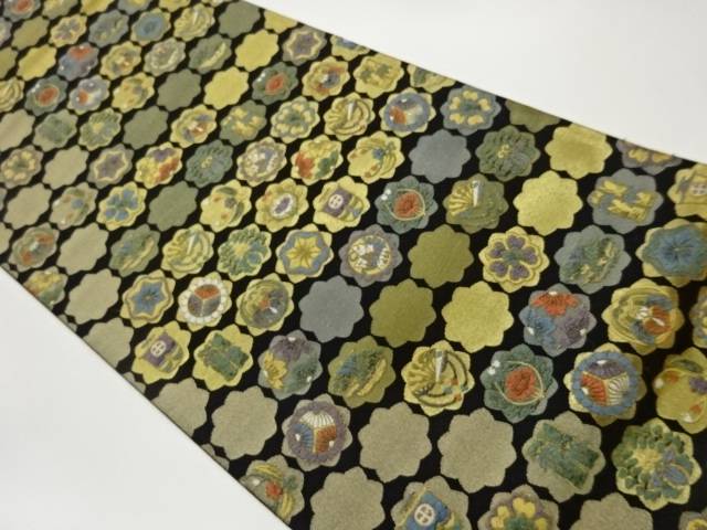 華紋に松竹・船・花葉模様織出し袋帯【中古】【着】【袋帯】