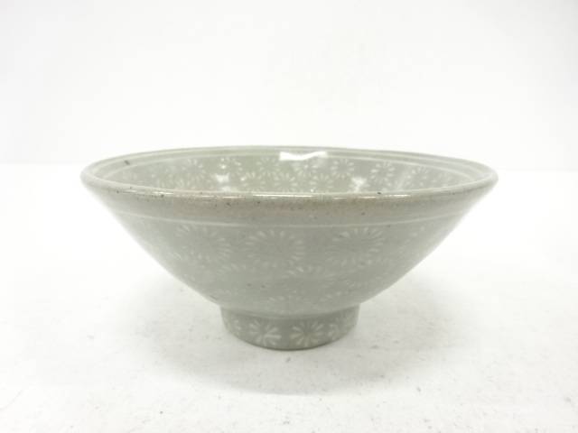 高麗 花三島 茶碗【中古】【道】