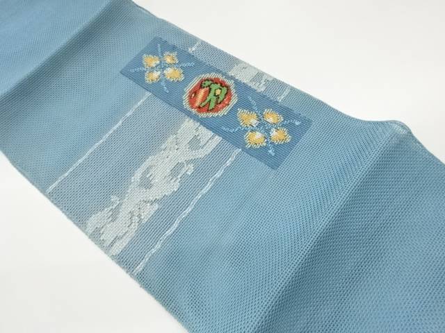 短冊に菱・抽象模様織出し夏用名古屋帯【中古】【着】【名古屋帯】