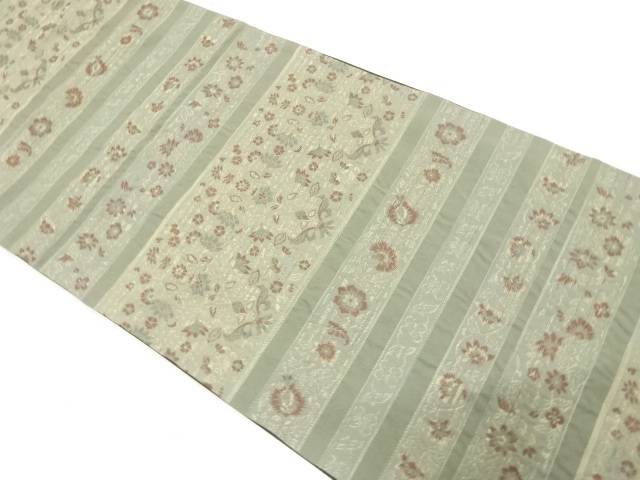 横段に花更紗模様織り出し　袋帯【中古】【着】【袋帯】