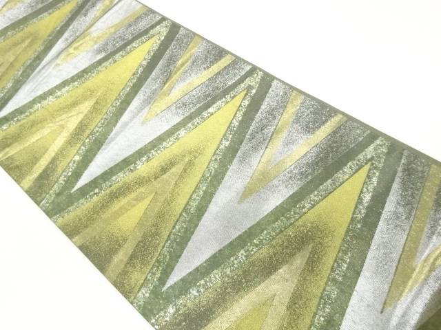 引箔幾何学模様袋帯【中古】【着】【袋帯】