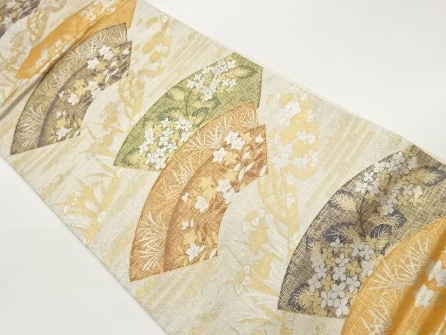 地紙に花々模様織出し袋帯【中古】【着】【袋帯】