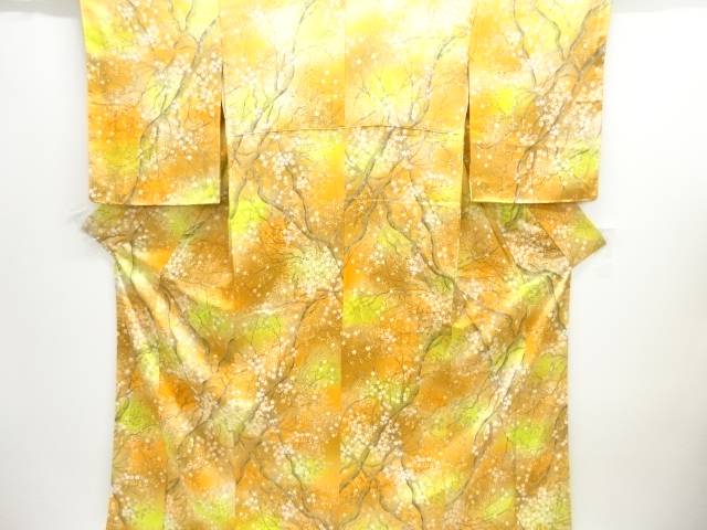 枝花模様小紋着物【中古】【着】【小紋】