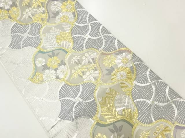 松竹梅・花模様織出し袋帯【中古】【着】【袋帯】