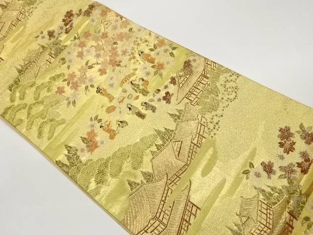 屋敷に庭園・娘模様織出し袋帯【中古】【着】【袋帯】｜Kimono-Shinei　２号店