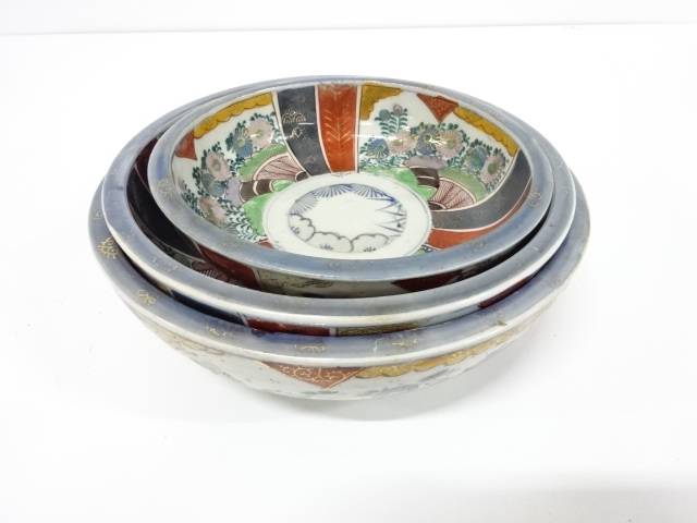 古伊万里　色絵　三ツ重　大鉢【中古】【道】