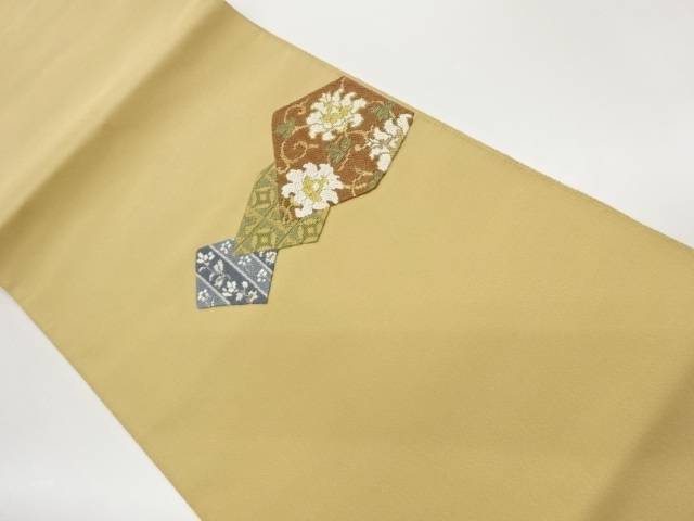 綴れ花唐草に七宝・市松模様織出し名古屋帯【中古】【着】【名古屋帯】｜Kimono-Shinei　２号店