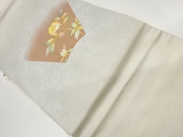 金彩地紙に花葉模様名古屋帯【中古】【着】【名古屋帯】