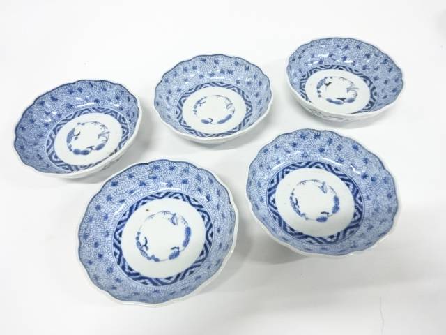 古伊万里 染付 微塵唐草 なます皿 5客【中古】【道】|Kimono-Shinei 2号店