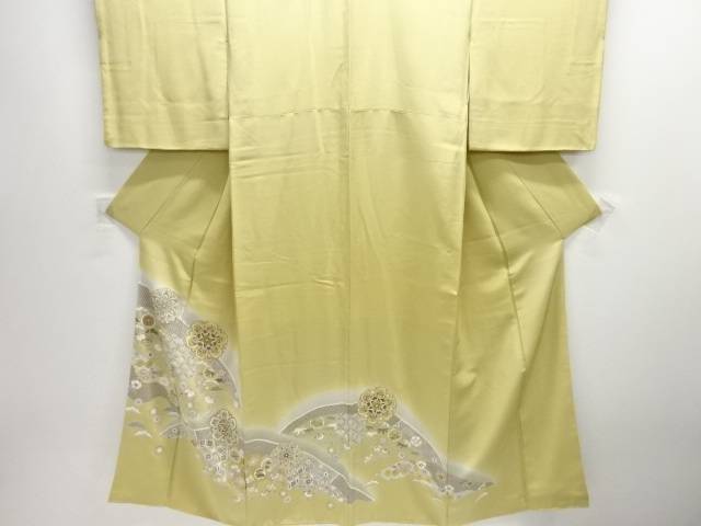 作家物　華紋に宝尽くし模様三ツ紋色留袖（比翼付き）【中古】【着】【留袖】