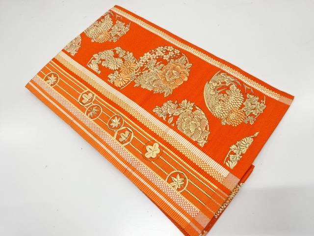 未使用品　本場筑前博多　花丸文様織り出し　名古屋帯【着】【名古屋帯】