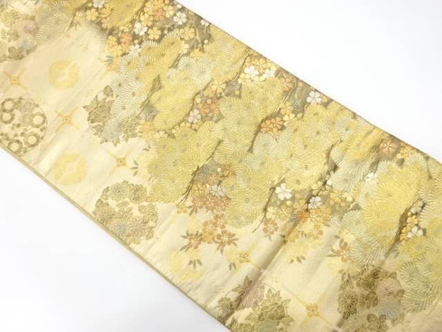 笠松に桜・格子模様織り出し　袋帯【中古】【着】【袋帯】｜Kimono-Shinei　２号店